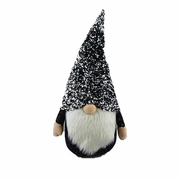 Homeroots 24 in. Glittery Black & White Sparkle Gnome 399304